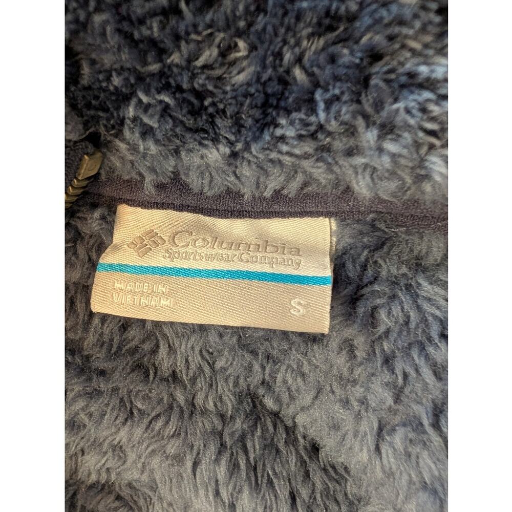 Columbia Fireside Quarter Zip Sherpa Fleece Pullover Blue Small Cozy Teddy - Picture 2 of 7